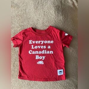 Roots "Everyone Loves a Canadian Boy" Baby Tee - Red - Size M GUC